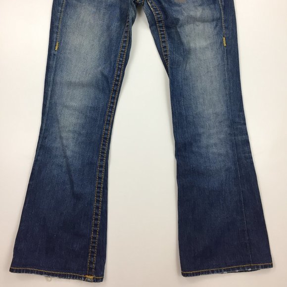 TRUE RELIGION Distressed Flare Leg Med Wash Jeans - Picture 7 of 13